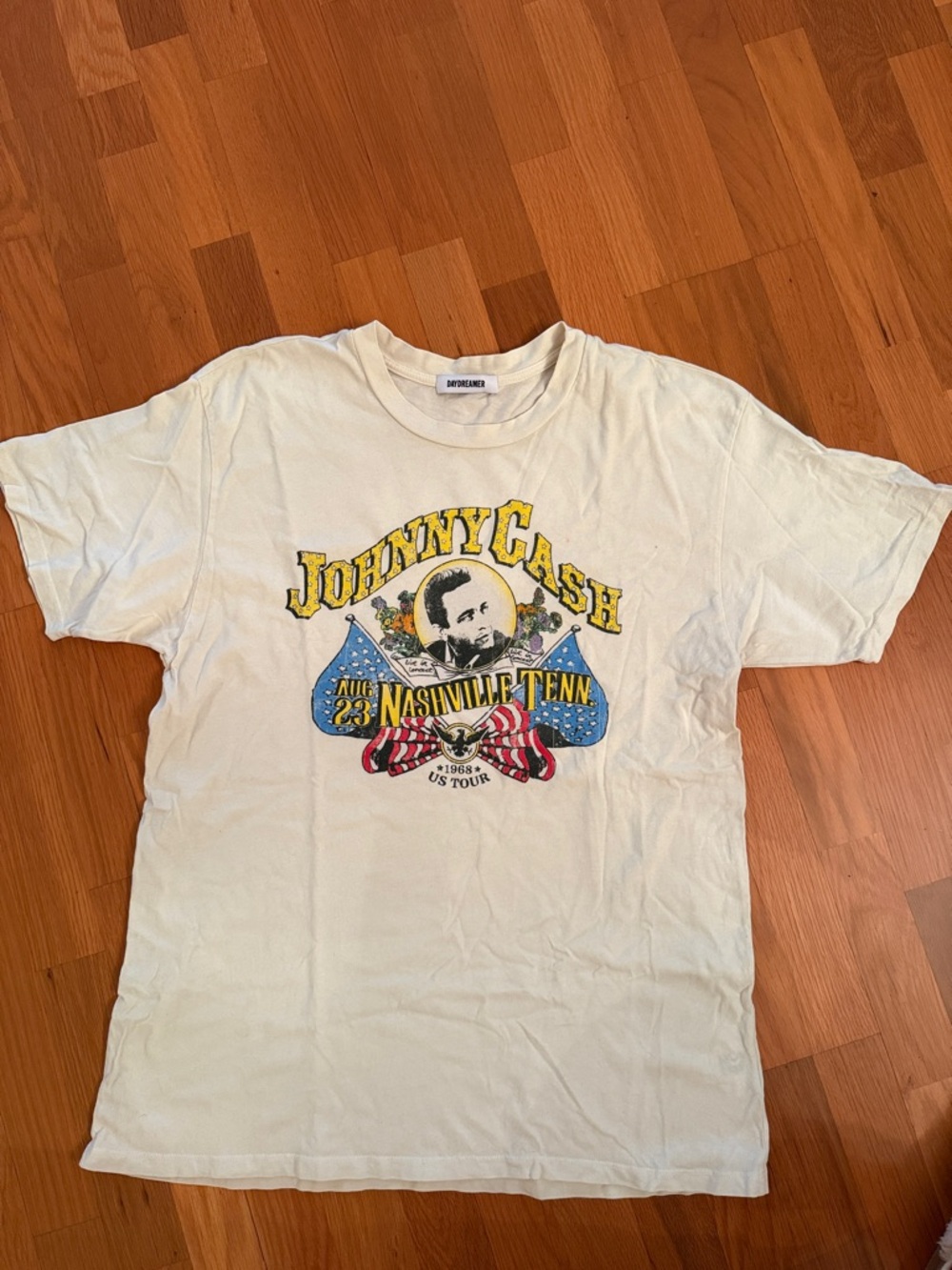 Daydreamer Cream Johnny Cash Graphic Short-Sleeve Tee